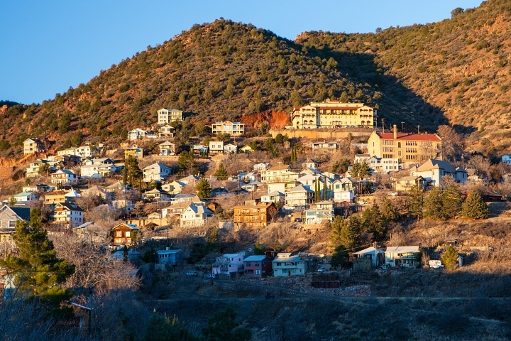 Jerome's Grand Hotel at the top of town shot at a distance