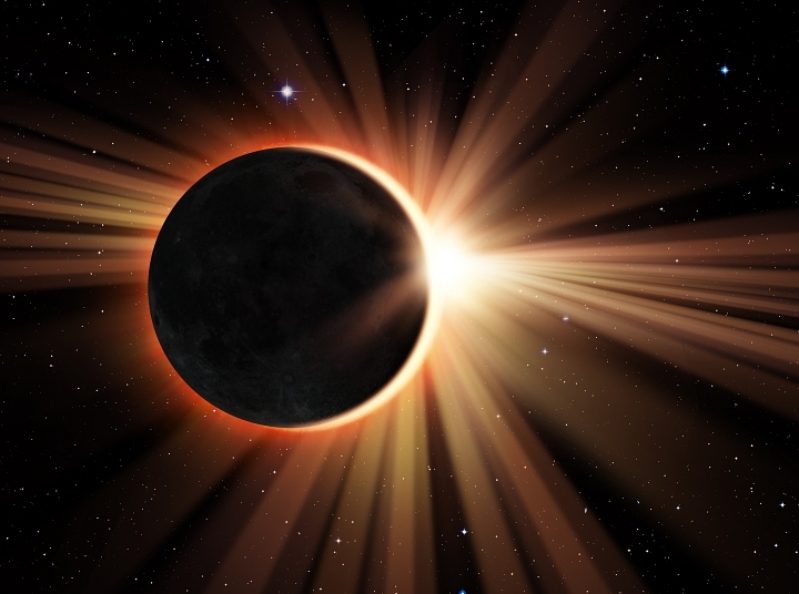 A total solar eclipse shot from space